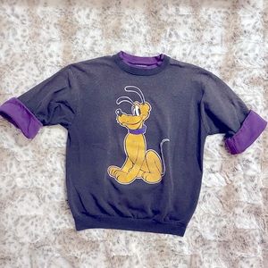 Disney Vintage 80s 90s Pluto Purple Grey Pullover Crewneck Sweatshirt Top